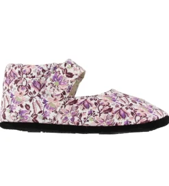 Fuzzies Skindfutter>Ballerina Hjemmesko - Viola - Hvid m. Blomster