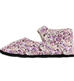 Fuzzies Skindfutter>Ballerina Hjemmesko - Viola - Hvid m. Blomster