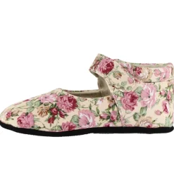 Fuzzies Skindfutter|Ballerina Hjemmesko - Rosa - Pudder m. Blomster