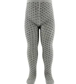 Børn Fuzzies Basis|Strømpebukser - Grå m. Prikker