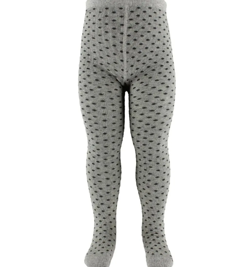 Børn Fuzzies Basis|Strømpebukser - Grå m. Prikker