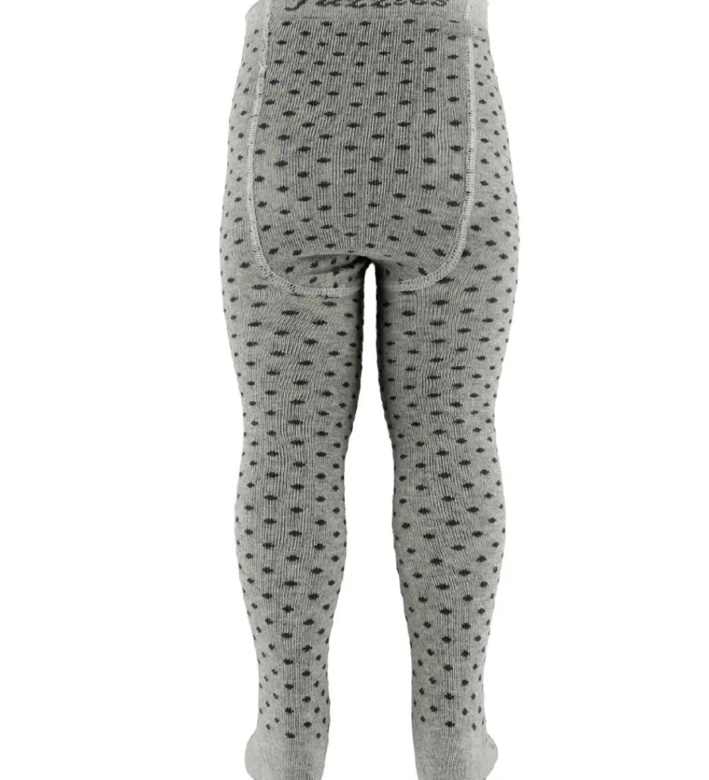 Børn Fuzzies Basis|Strømpebukser - Grå m. Prikker