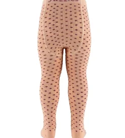 Børn Fuzzies Strømpebukser|Strømpebukser - Lys Fersken m. Bordeaux Prikker