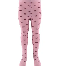 Børn Fuzzies Strømpebukser|Strømpebukser - Rosa/Bordeaux m. Sløjfer