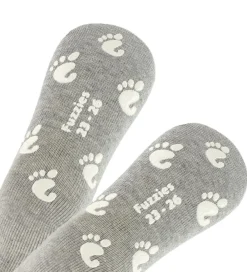 Børn Fuzzies Strømper|Strømper m. Antiskrid - Gråmeleret