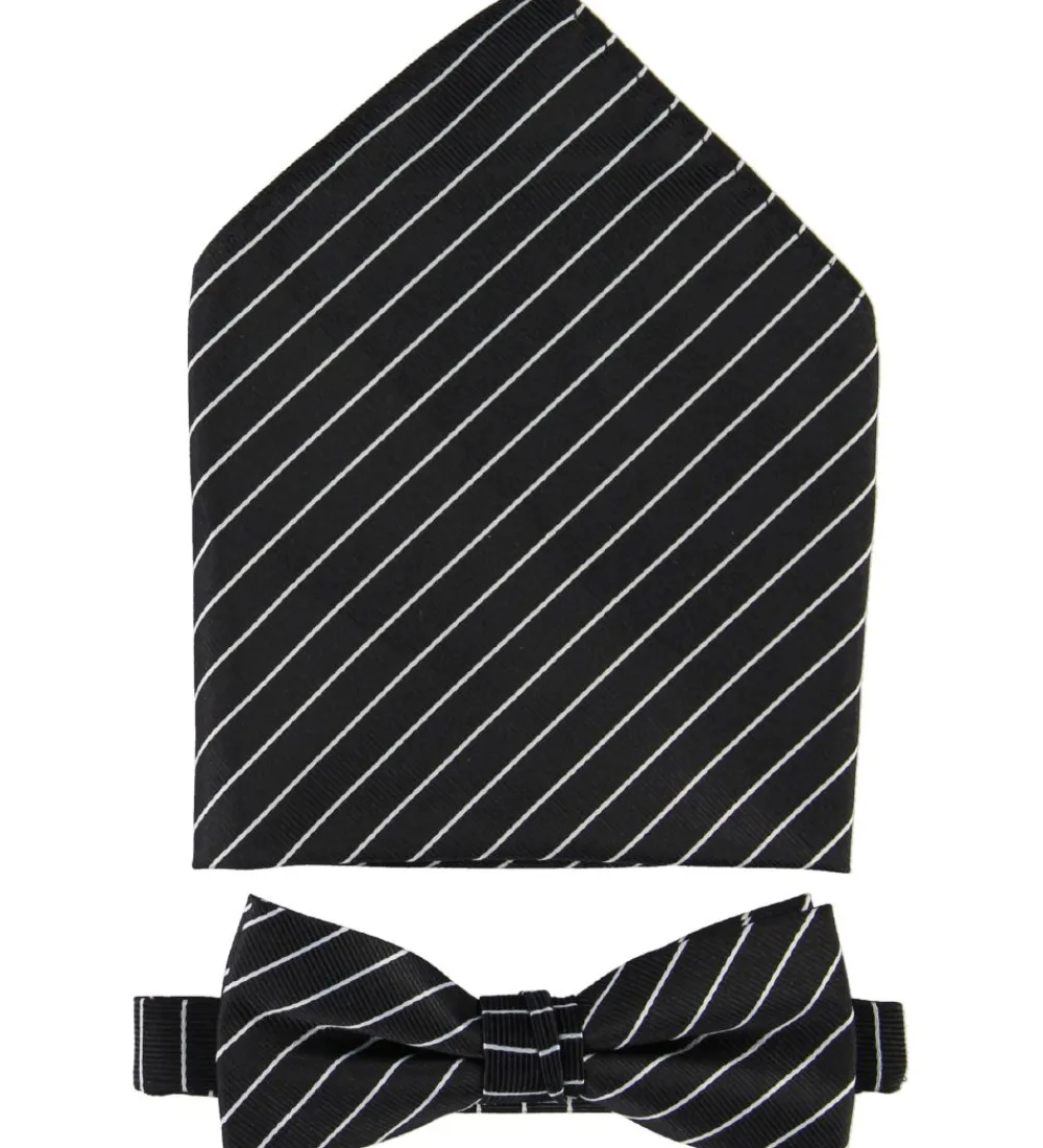 Børn Grunt Slips Og Butterfly|Jakkesæt Og Blazers>Butterfly m. Lommetørklæde - Sort/Hvid