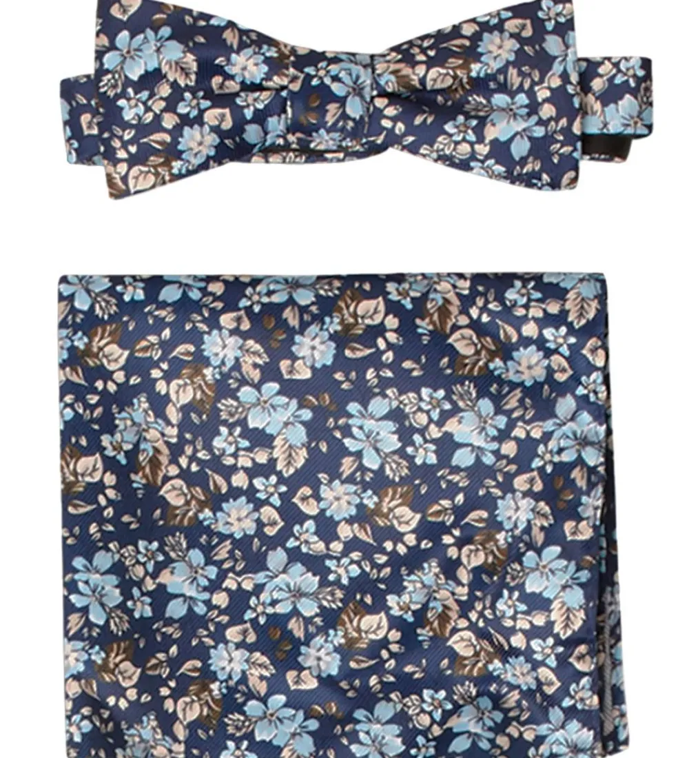 Børn Grunt Slips Og Butterfly|Jakkesæt Og Blazers|Butterfly m. Lommetørklæde - Our Flower - Navy Flower