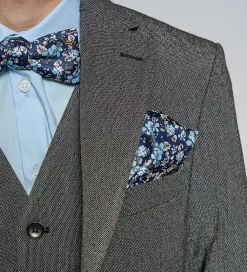 Børn Grunt Slips Og Butterfly|Jakkesæt Og Blazers|Butterfly m. Lommetørklæde - Our Flower - Navy Flower