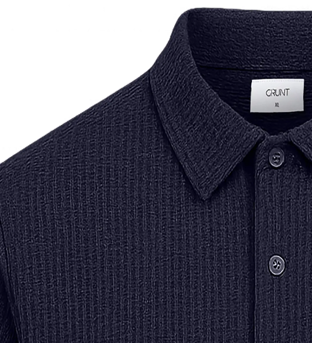 Børn Grunt Konfirmationstøj>Skjorte - Vaflet - GRAlfred - Navy