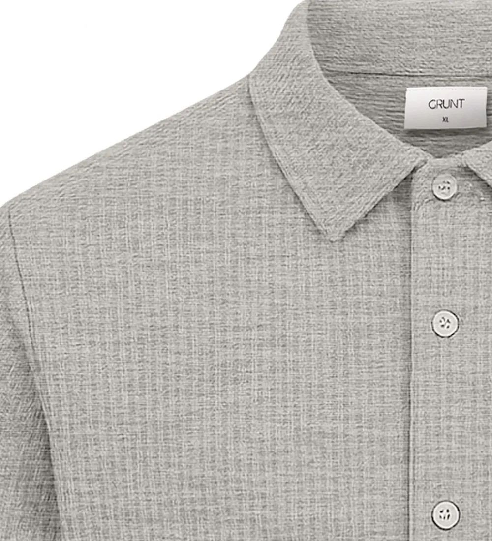 Børn Grunt Konfirmationstøj>Skjorte - Vaflet - GRAlfred - Light Grey Melange