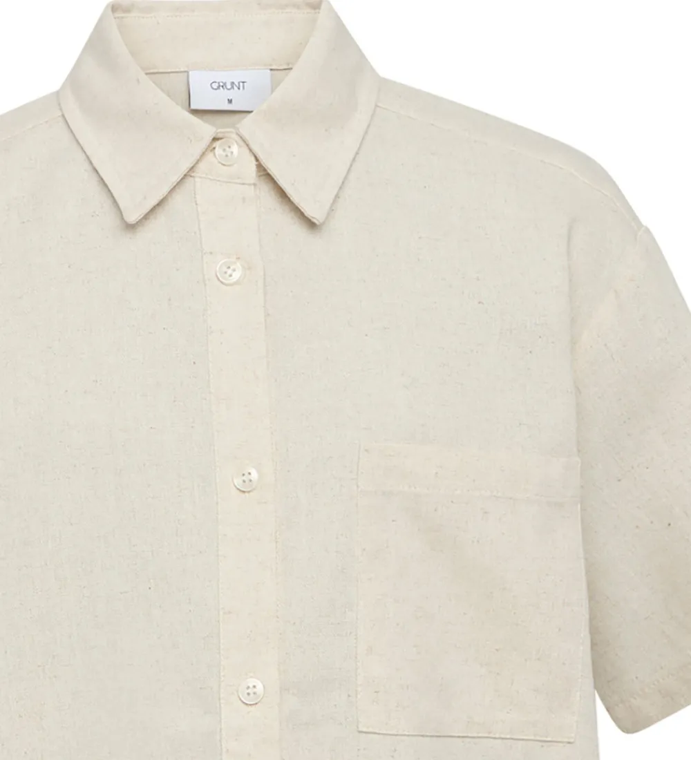Børn Grunt Konfirmationstøj>Skjorte - Vap - Viskose/Hør - Sand