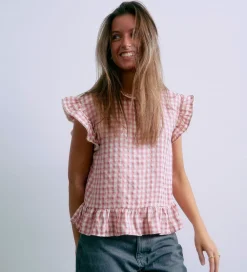 Børn Grunt Toppe></noscript>Top - GrArte - Rosa/Hvidternet