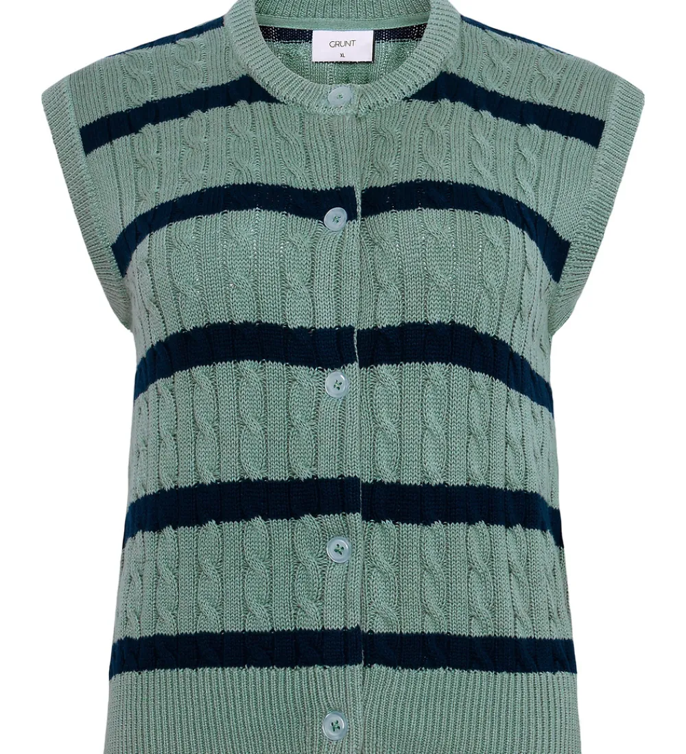Børn Grunt Veste|Konfirmationstøj|Vest - Strik - GrLine - Dust Green/Navy