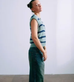 Børn Grunt Veste|Konfirmationstøj|Vest - Strik - GrLine - Dust Green/Navy