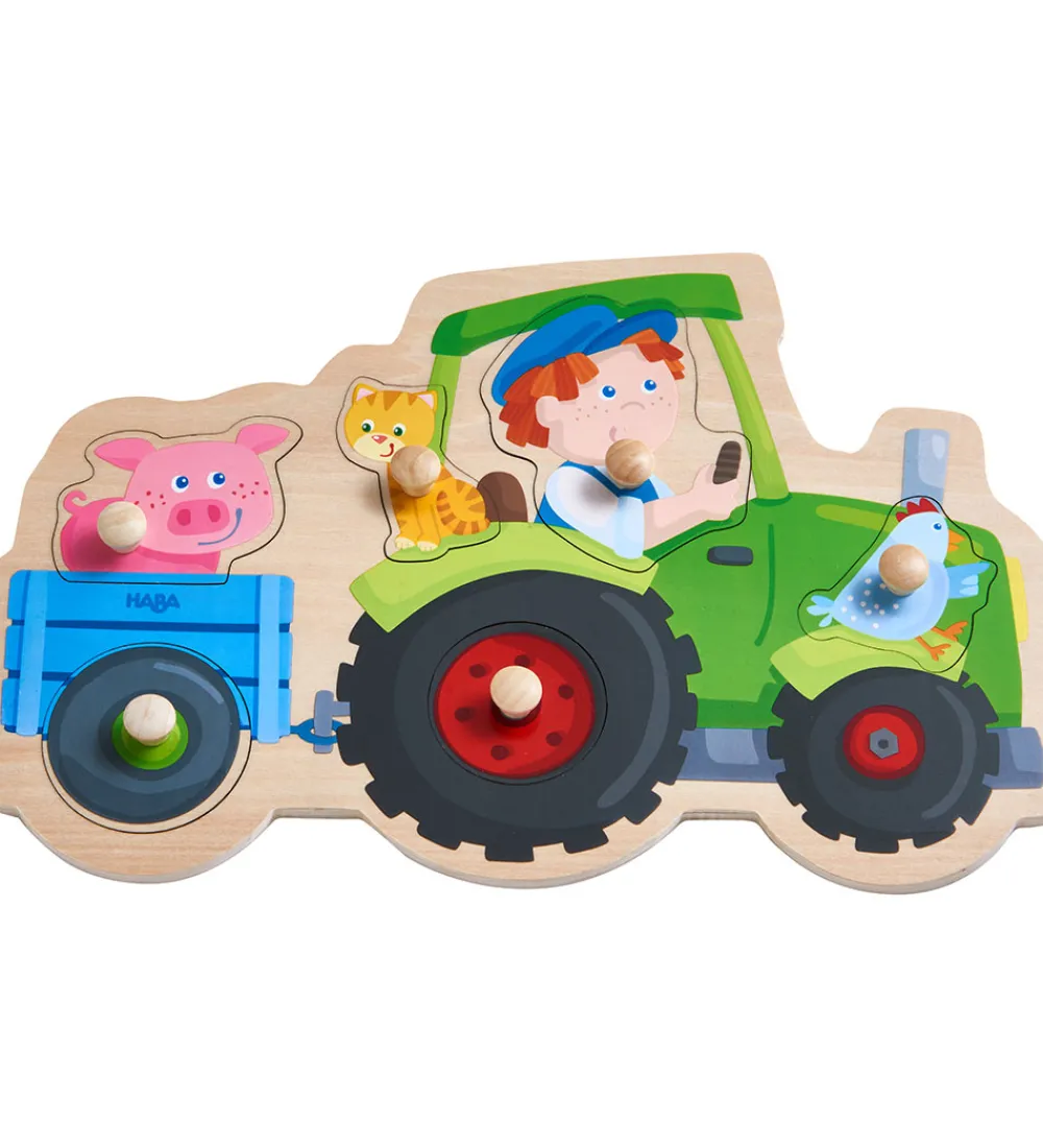 HABA Puslespil|Puslespil - 6 Brikker - Træ - Traktor