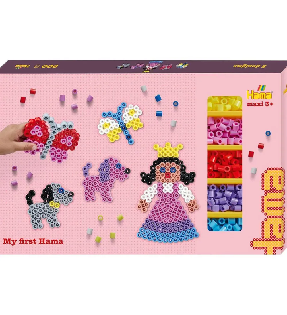 Hama Perler|Maxi Perlesæt - 900 stk. + 3 Plader - Prinsesse