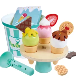Hape Trælegetøj|Rolleleg|Legesæt - 19 Dele - Ice Cream Buckey Playset