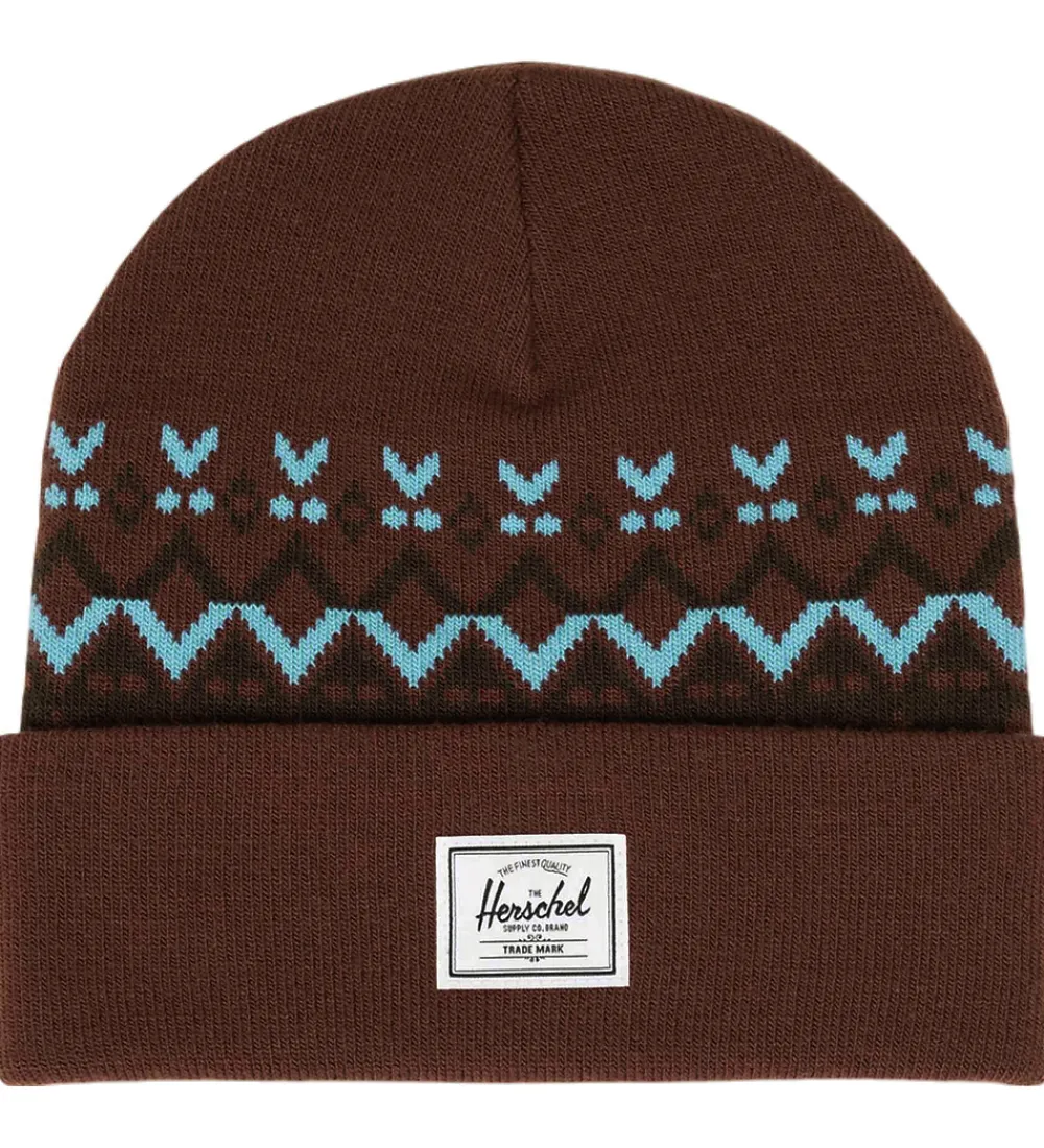 Børn Herschel Huer Og Hatte|Unisex-Tøj>Hue - Strik - Elmer - Bitter Chocolate/ Fair Isle