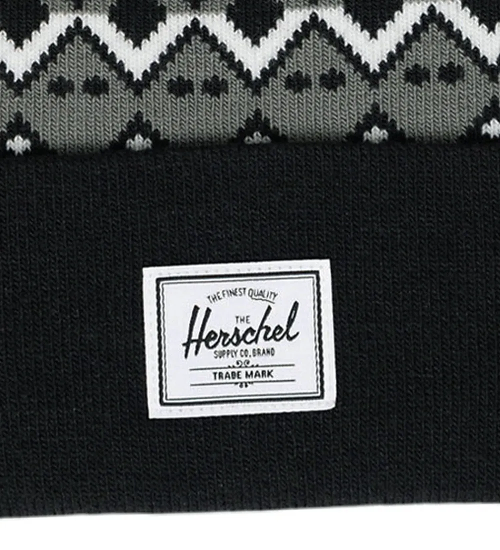 Børn Herschel Huer Og Hatte|Unisex-Tøj>Hue - Strik - Elmer - Black Fair Isle