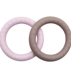 Hevea Bideringe|Babylegetøj|Bideringe - 2-pak - Powder Pink & Tan Beige