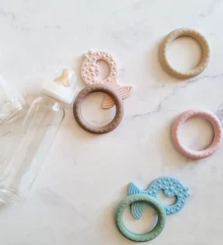 Hevea Bideringe|Babylegetøj|Bideringe - 2-pak - Sand & Seafoam Blue