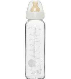Hevea Sutteflasker|Sutteflaske - 240 ml - Glas/Naturgummi - Hvid