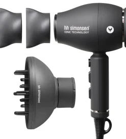 HH Simonsen Hårstyling|Hårtørrere|Hårtørrer - XS Dryer inkl. Softstyler - Sort