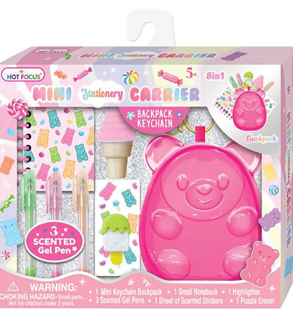 Hot Focus Skriveredskaber|Nøgleringe|Nøgleringsrygsæk m. Indhold - 8in1 - Mini Stati