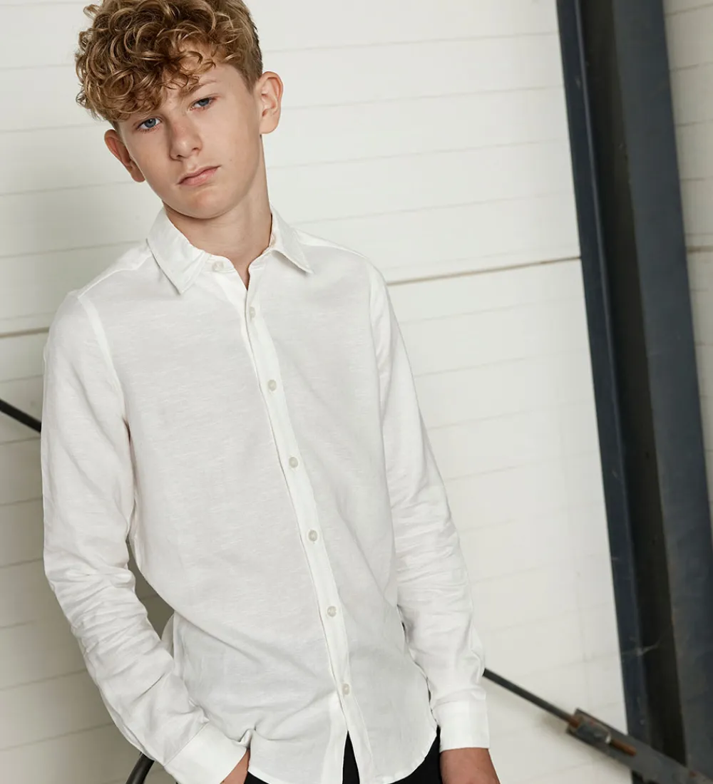 Børn Hound Konfirmationstøj|Skjorte - Hør/Viskose - Hvid