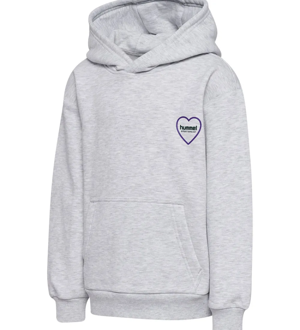 Børn Hummel Hættetrøjer|Hættetrøje - HmlJR - Heartfield - Light Grey Melange