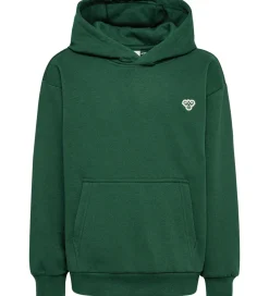 Børn Hummel Hættetrøjer>Hættetrøje - HmlJR - Mørkegrøn m. Logo