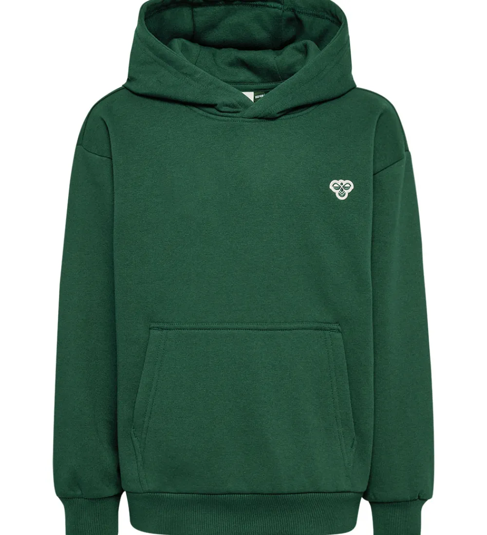 Børn Hummel Hættetrøjer>Hættetrøje - HmlJR - Mørkegrøn m. Logo