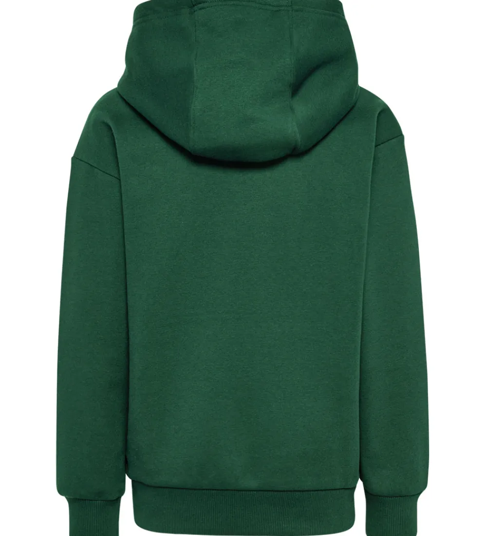 Børn Hummel Hættetrøjer>Hættetrøje - HmlJR - Mørkegrøn m. Logo