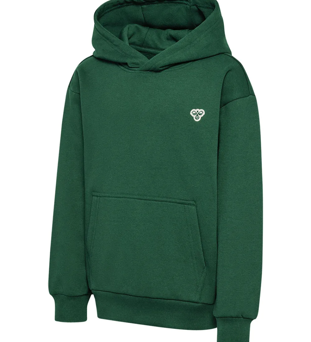 Børn Hummel Hættetrøjer>Hættetrøje - HmlJR - Mørkegrøn m. Logo