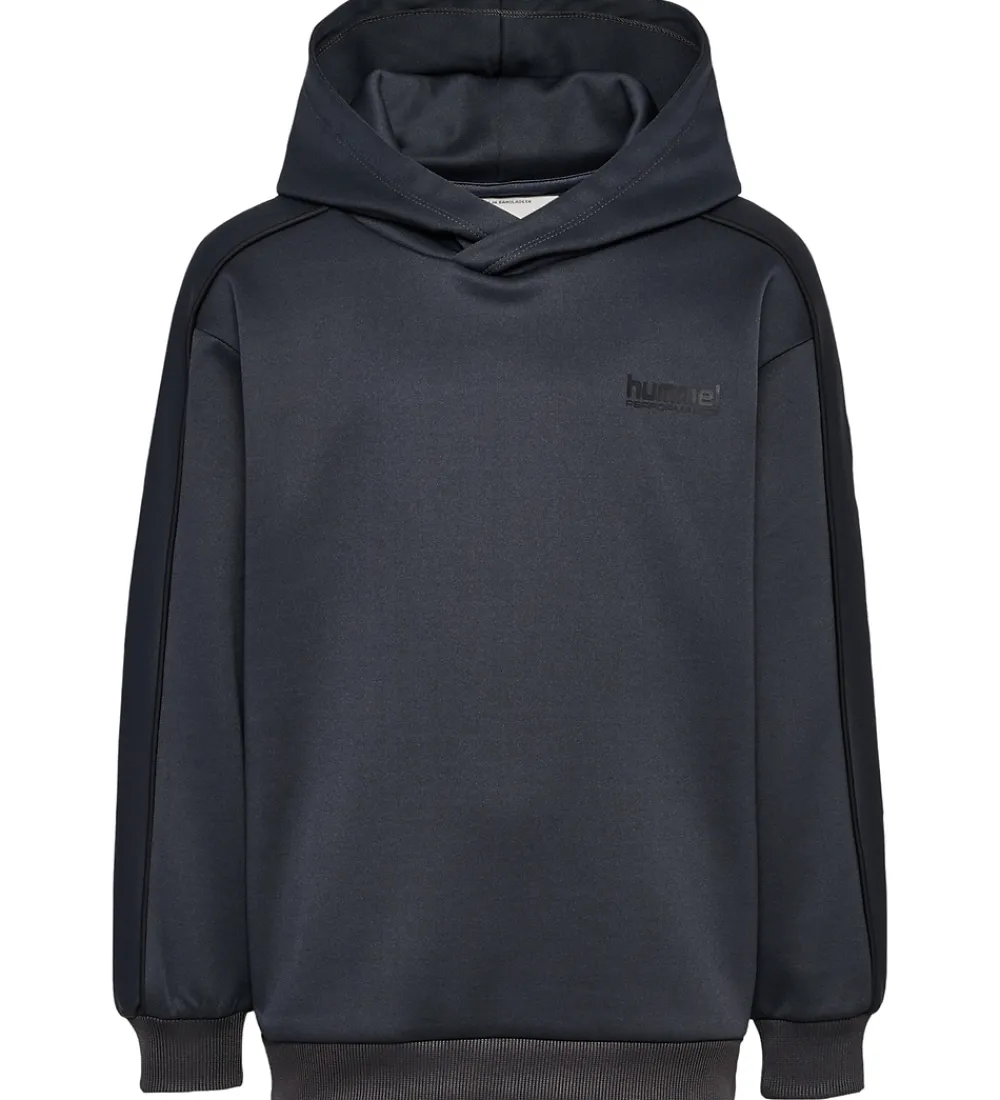 Børn Hummel Hættetrøjer>Hættetrøje - hmlJR Performance - Interlock Hoddie - Ebony