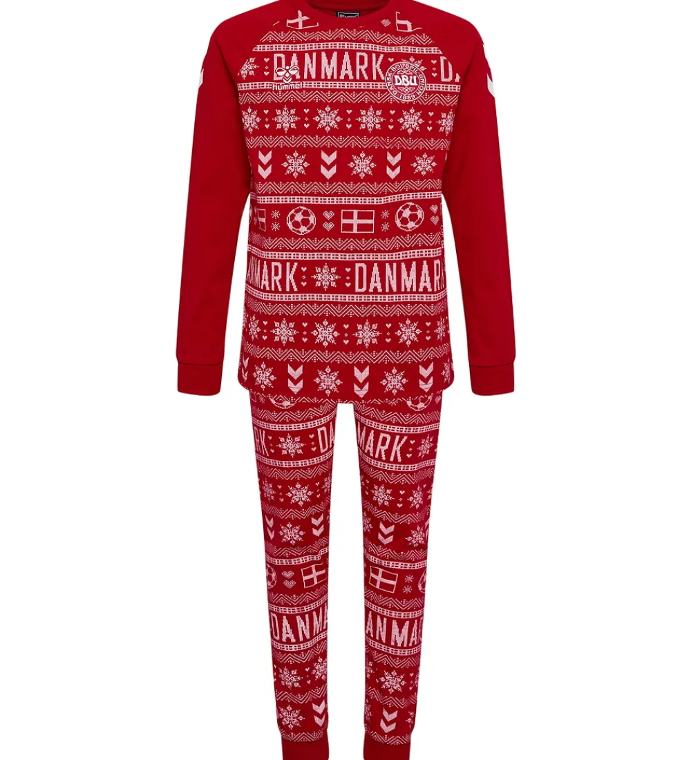 Børn Hummel Nattøj>Nattøj - 2-delt - hmlDBU Fan XMAS Pyjamas - Tango Red