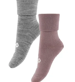 Børn Hummel Strømper|Unisex-Tøj|Strømper - HmlMini - 2-pak - Grey Melange/ Twillight Mauv