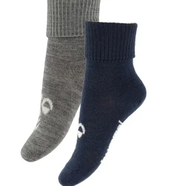 Børn Hummel Strømper|Unisex-Tøj|Strømper - HmlMini - 2-pak - Uld - Dress Blues/ Grey Mela