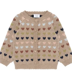 Børn Hust and Claire Cardigans|Cardigan - HCCilja - Biscuit m. Hjerter