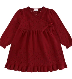 Børn Hust and Claire Kjoler>Kjole - Strik - HCKarina - Teaberry m. Hulmønste