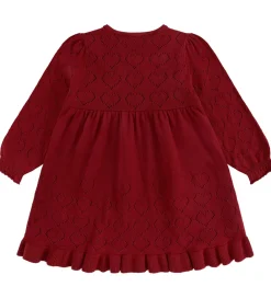 Børn Hust and Claire Kjoler>Kjole - Strik - HCKarina - Teaberry m. Hulmønste