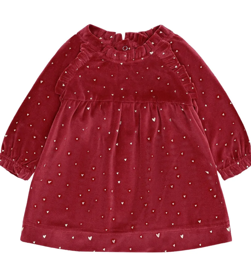 Børn Hust and Claire Kjoler>Kjole - Velour - HCKis - Teaberry m. Guld