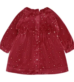 Børn Hust and Claire Kjoler>Kjole - Velour - HCKis - Teaberry m. Guld