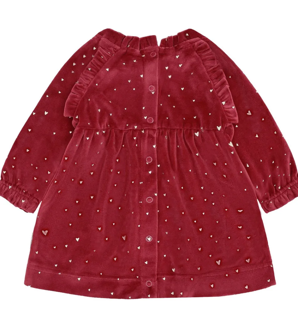 Børn Hust and Claire Kjoler>Kjole - Velour - HCKis - Teaberry m. Guld