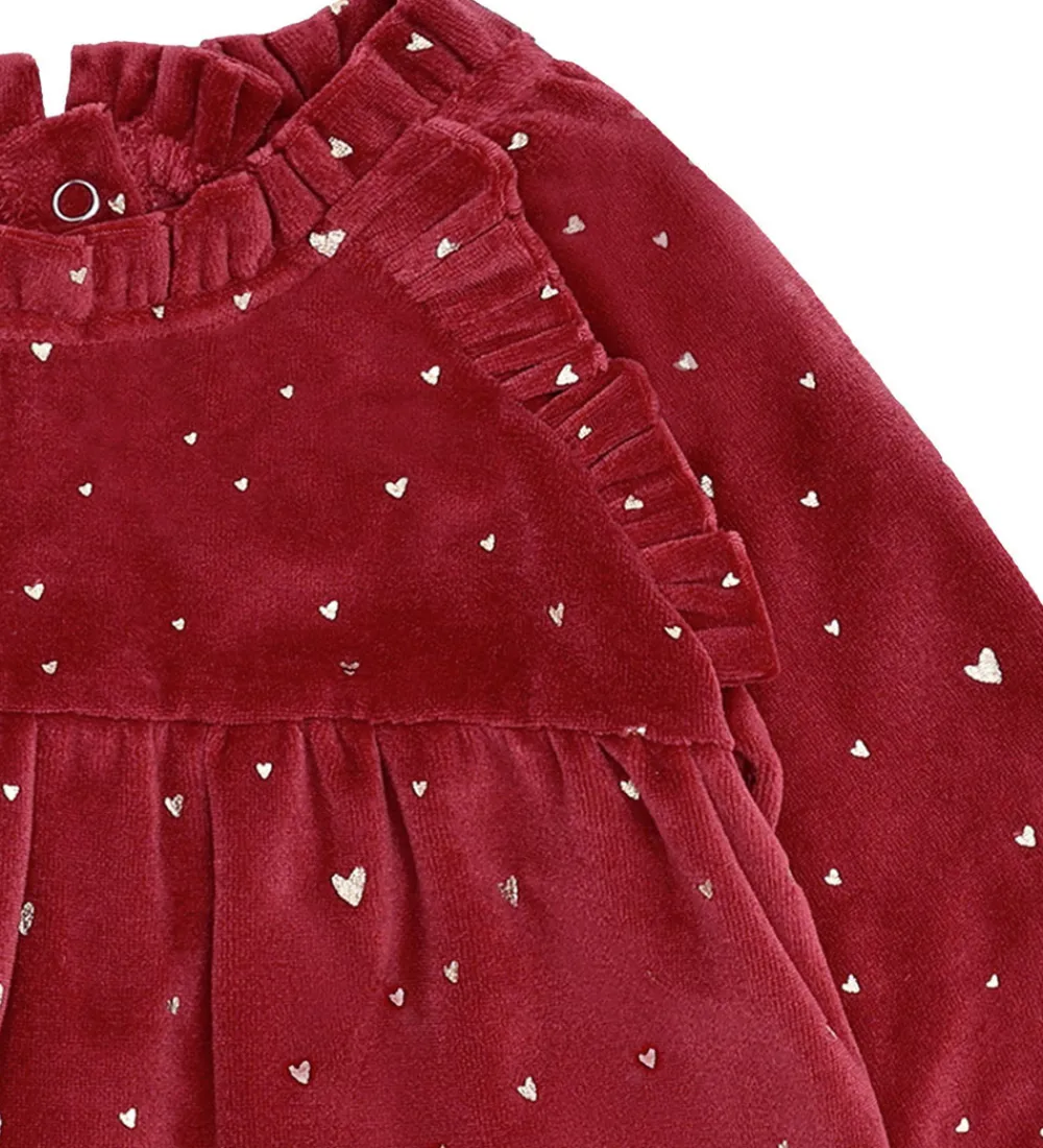 Børn Hust and Claire Kjoler>Kjole - Velour - HCKis - Teaberry m. Guld