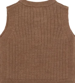 Børn Hust and Claire Veste>Vest - Strik - HCEdi - Wool Rib Knit - Coca Moch