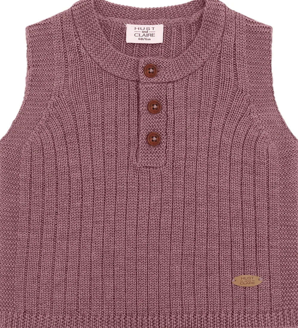 Børn Hust and Claire Veste|Vest - Strik - HCEdi Wool Rib Knit - Pale Ma