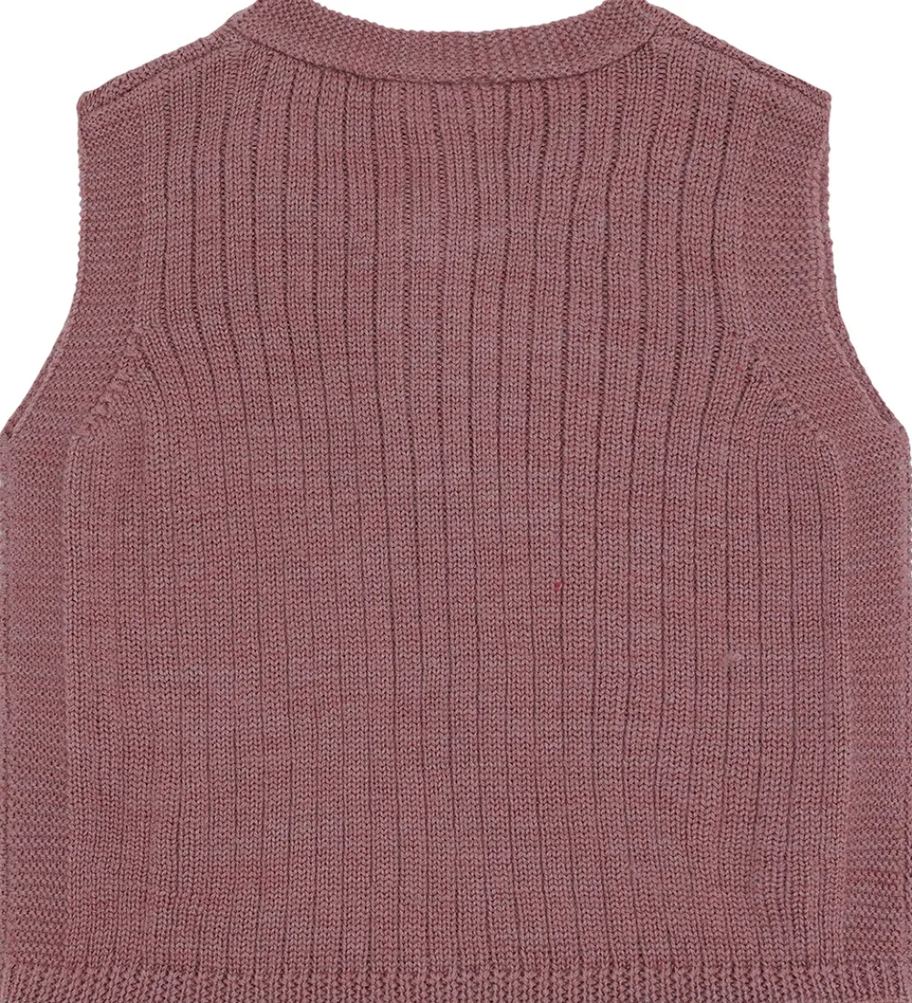 Børn Hust and Claire Veste|Vest - Strik - HCEdi Wool Rib Knit - Pale Ma