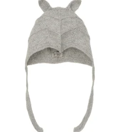 Børn Huttelihut Babyhjelme>Babyhjelm m. Ører - Alpakauld - Strik - Gråmeleret