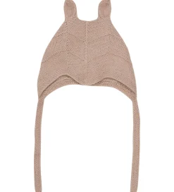 Børn Huttelihut Babyhjelme|Babyhjelm m. Ører - Alpakauld - Strik - Mahogany Rose